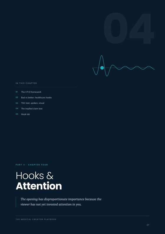 A chapter opener on deep navy with an oversized numeral and waveform motif.